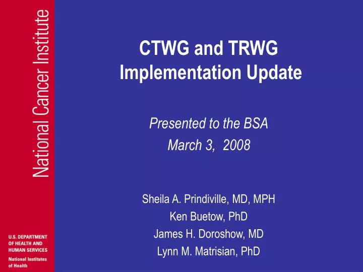 ctwg and trwg implementation update