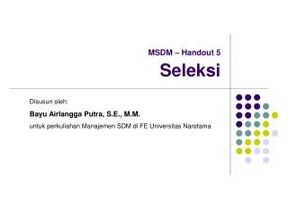 msdm handout 5 seleksi