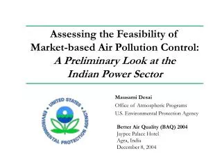 Assessing the Feasibility of Market-based Air Pollution Control: A Preliminary Look at the Indian Power Sector