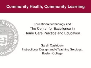 Community Health, Community Learning