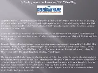 defendmyname.com launches seo video blog