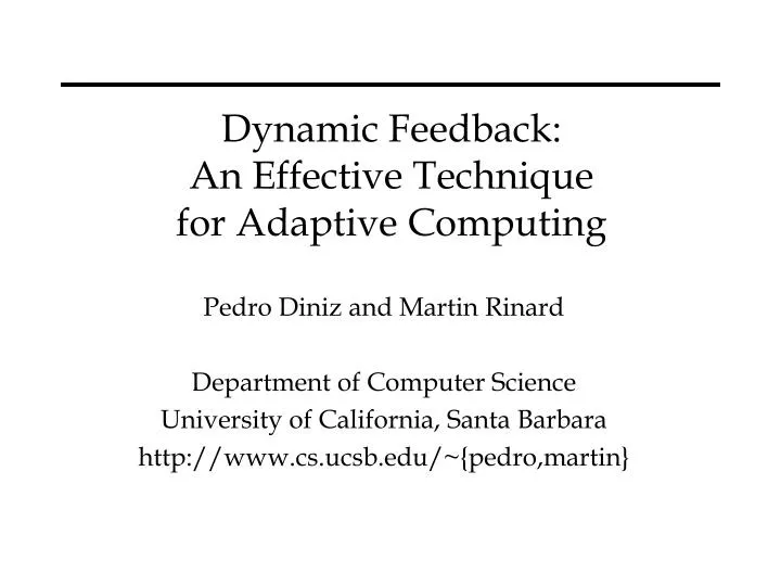 dynamic feedback an effective technique for adaptive computing