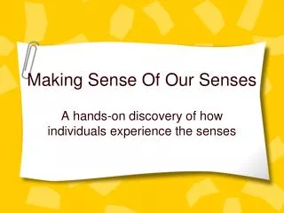Making Sense Of Our Senses