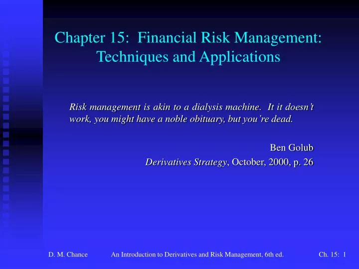 chapter 15 financial risk management techniques and applications