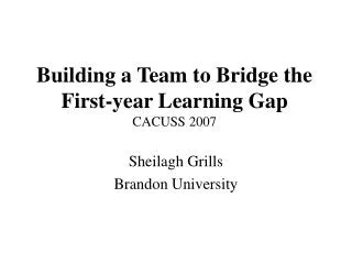 Building a Team to Bridge the First-year Learning Gap CACUSS 2007