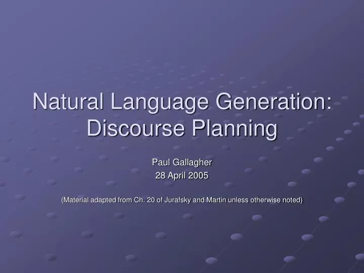 natural language generation discourse planning