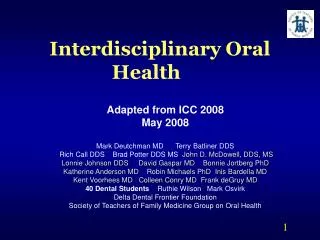 Interdisciplinary Oral Health