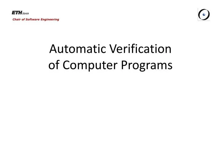 automatic verification of computer programs