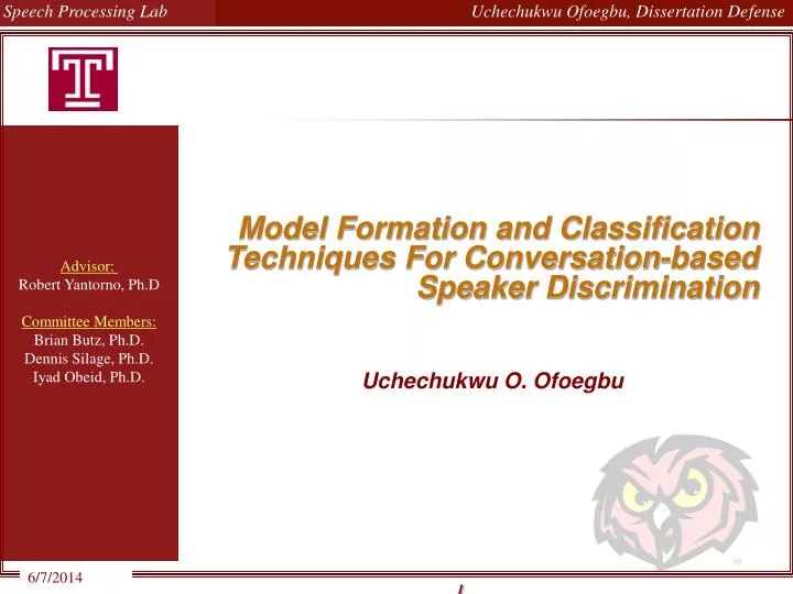 model formation and classification techniques for conversation based speaker discrimination