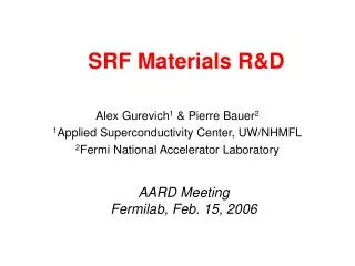 SRF Materials R&amp;D