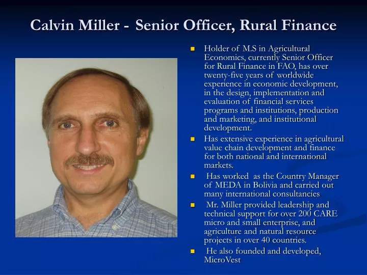 calvin miller senior officer rural finance