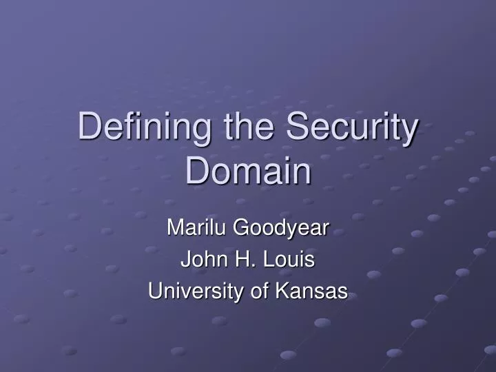 defining the security domain
