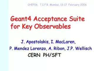 Geant4 Acceptance Suite for Key Observables