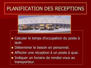 planification des receptions