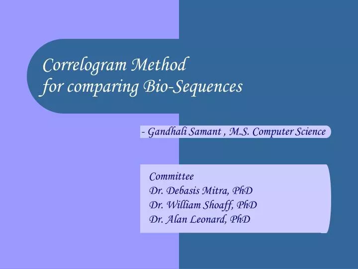correlogram method for comparing bio sequences