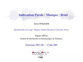 indexation parole musique bruit