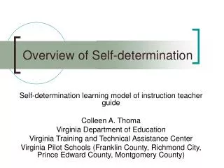 Overview of Self-determination