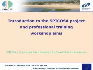 Introduction to the SPICOSA project and professional training workshop aims SPICOSA = Science and Policy Integration f