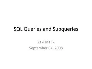SQL Queries and Subqueries
