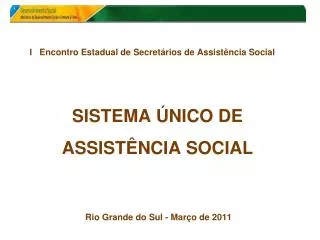 I Encontro Estadual de Secretários de Assistência Social