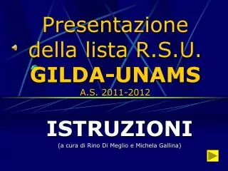 presentazione della lista r s u gilda unams a s 2011 2012
