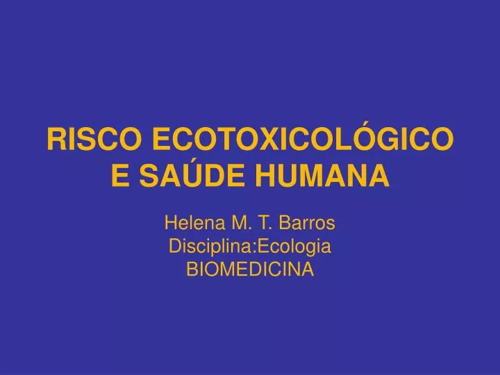 risco ecotoxicol gico e sa de humana