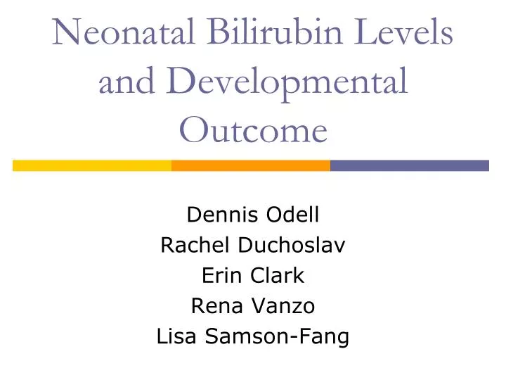 neonatal bilirubin levels and developmental outcome