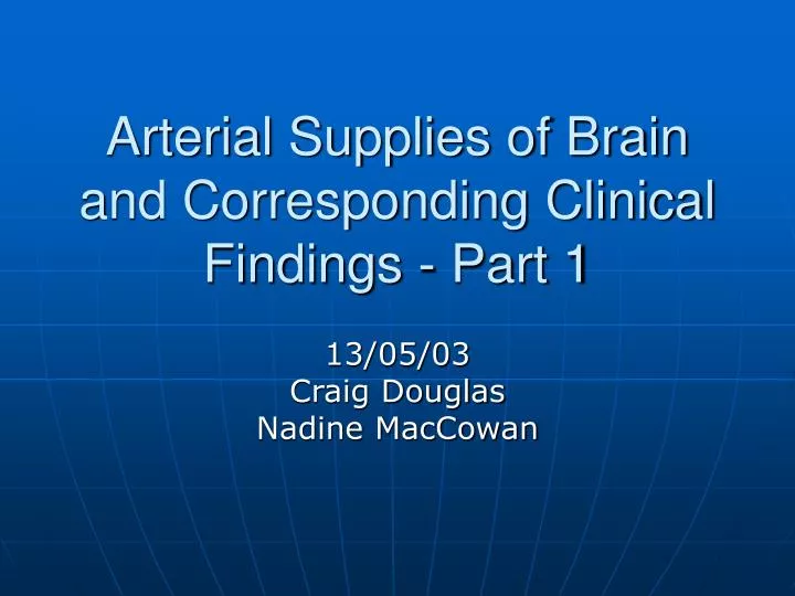 arterial supplies of brain and corresponding clinical findings part 1