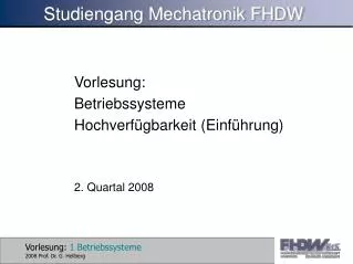 Studiengang Mechatronik FHDW