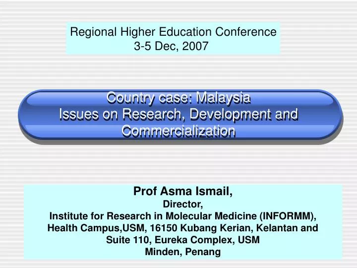 country case malaysia issues on research development and commercialization