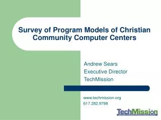 Survey of Program Models of Christian Community Computer Centers
