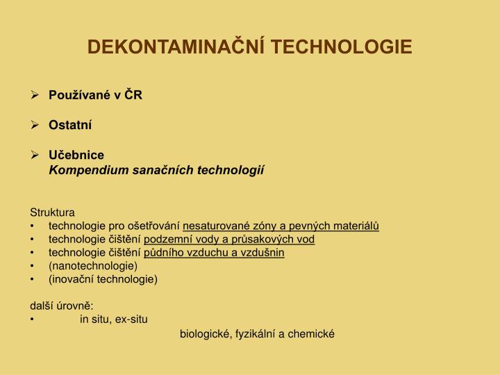 dekontamina n technologie
