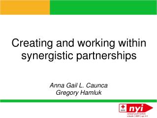 Creating and working within synergistic partnerships