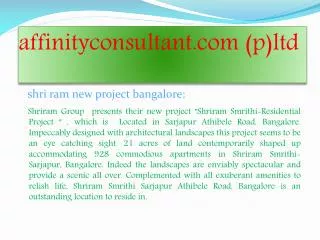 shriram new venture |"affinityconsultant.com"| apartment