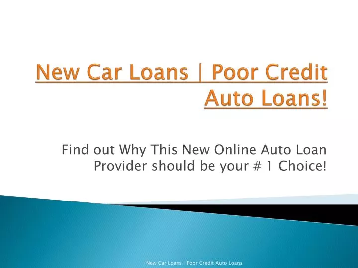 new car loans poor credit auto loans