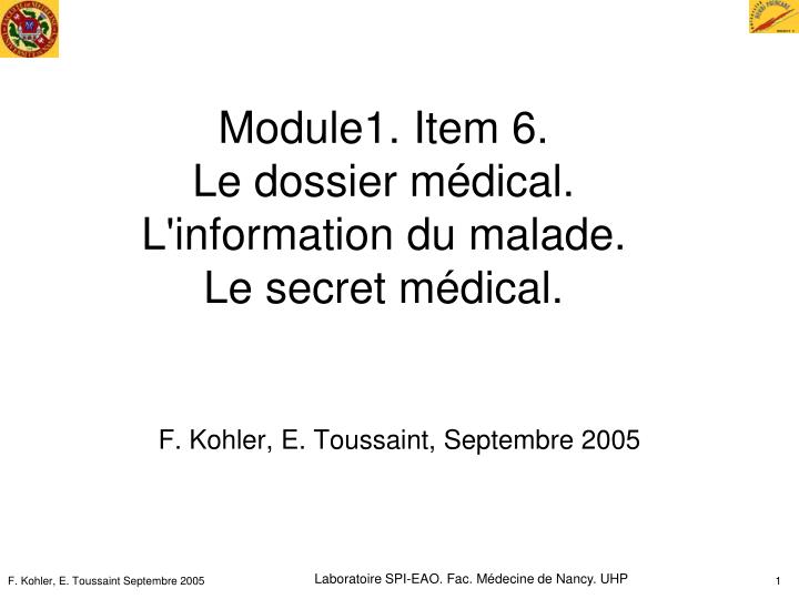 module1 item 6 le dossier m dical l information du malade le secret m dical