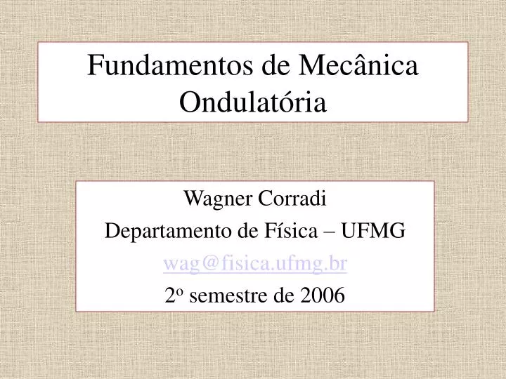 fundamentos de mec nica ondulat ria