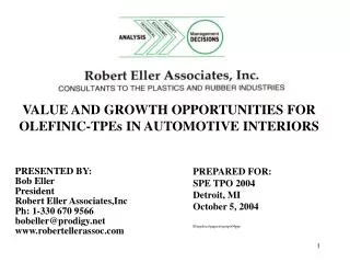VALUE AND GROWTH OPPORTUNITIES FOR OLEFINIC-TPEs IN AUTOMOTIVE INTERIORS
