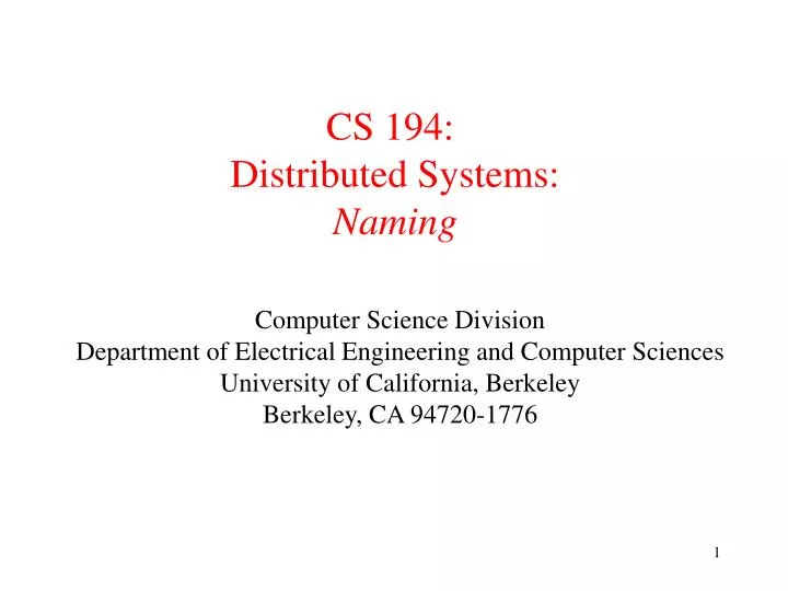 cs 194 distributed systems naming