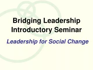 Bridging Leadership Introductory Seminar