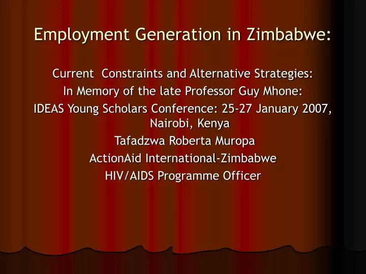 employment generation in zimbabwe