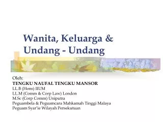 Wanita, Keluarga &amp; Undang - Undang