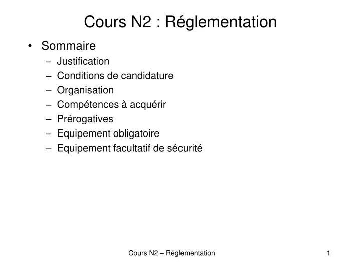cours n2 r glementation