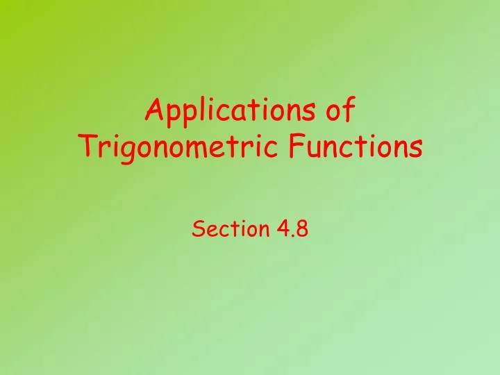 applications of trigonometric functions