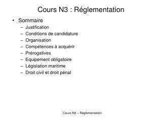 Cours N3 : Réglementation