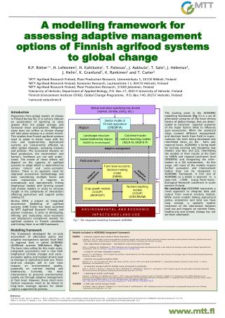 A modelling framework for assessing adaptive management options of Finnish agrifood systems to global change
