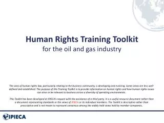Human Rights Training Toolkit for the oil and gas industry