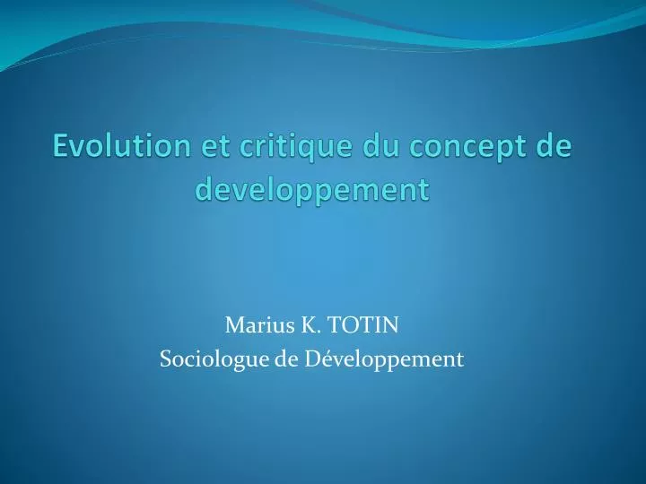 evolution et critique du concept de developpement