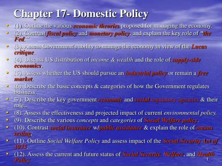 chapter 17 domestic policy