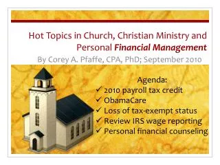 Hot Topics in Church, Christian Ministry and Personal Financial Management
